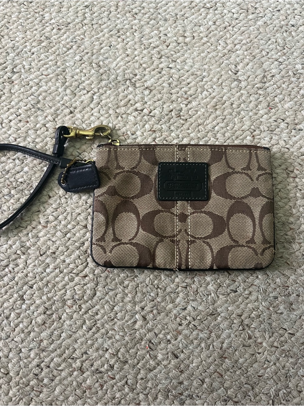 Y2K Coach Signature Canvas Wristlet in Brown